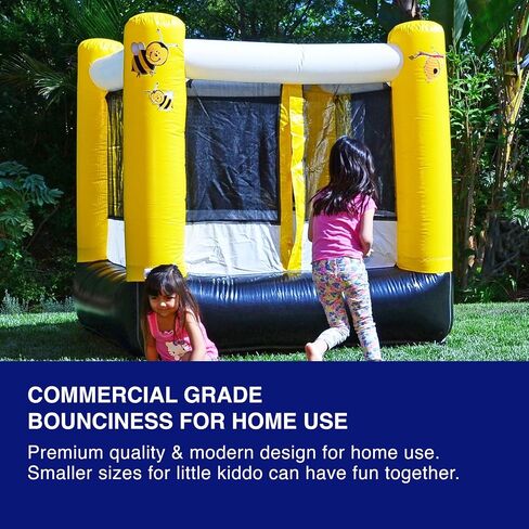 JumpOrange Busy Bee Bounce House قابل للنفخ للأطفال الصغار والأطفال الصغار (مع منفاخ)، طوق كرة السلة، داخلي خارجي، خفيف الوزن، حفلة عيد ميلاد، منزل نطاط in Kuwait
