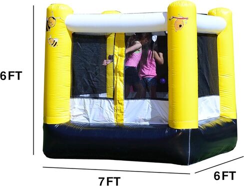 JumpOrange Busy Bee Bounce House قابل للنفخ للأطفال الصغار والأطفال الصغار (مع منفاخ)، طوق كرة السلة، داخلي خارجي، خفيف الوزن، حفلة عيد ميلاد، منزل نطاط in Kuwait