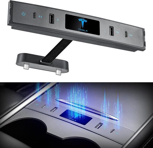 محطة إرساء متعددة المنافذ لطراز Tesla 3/Y، محول شحن سريع لملحقات Tesla Model 3 Model Y 2022 2021 USB C Hub لوحدة التحكم المركزية لداخلية Tesla in Kuwait