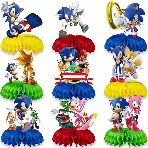 9 قطع ديكورات مركزية على شكل قرص العسل على شكل قنفذ أزرق، لوازم حفلات أعياد الميلاد ذات طابع خاص للأطفال وديكورات حمام الطفل in Kuwait