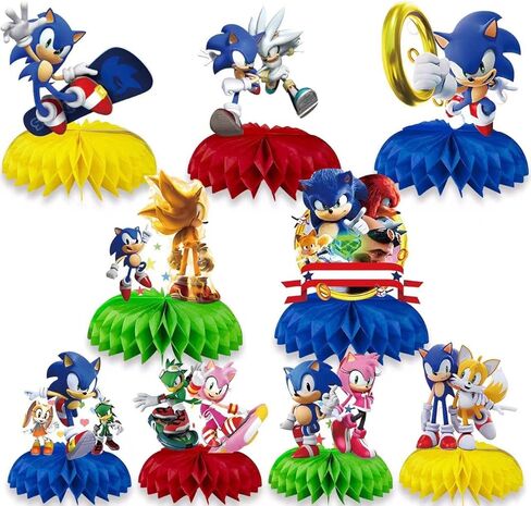 9 قطع ديكورات مركزية على شكل قرص العسل على شكل قنفذ أزرق، لوازم حفلات أعياد الميلاد ذات طابع خاص للأطفال وديكورات حمام الطفل in Kuwait