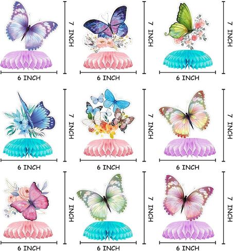Honeycomb Decorations Tabletop,9 Pcs Butterfly Birthday Party Centerpieces Supplies,Birthday Party Supplies for women,girls Party Favor, kids party Decorations Tabletop,wedding Decorations in Saudi Arabia