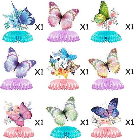 Honeycomb Decorations Tabletop,9 Pcs Butterfly Birthday Party Centerpieces Supplies,Birthday Party Supplies for women,girls Party Favor, kids party Decorations Tabletop,wedding Decorations in Saudi Arabia