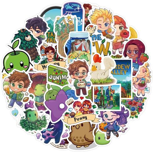 ملصقات Stardew Valley 52 قطعة ملصق Stardew Valley Merch الرسوم المتحركة جماليات الفينيل ملصقات مقاومة للماء للكمبيوتر المحمول، زجاجة مياه، لوح التزلج، سجل القصاصات، الهاتف للأطفال المراهقين البالغين in Kuwait