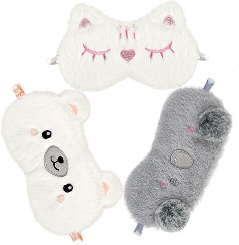 3 قطع قناع نوم للأطفال، مجموعة قناع عين قطيفة لطيف للفتيات، تصميم حيوان مضحك، غطاء عين للنوم، أقنعة نوم ناعمة قابلة للتعديل للنساء والأطفال والبالغين، لوازم حفلات السفر بيجامة in Kuwait