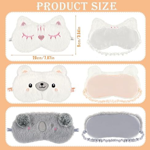 3 قطع قناع نوم للأطفال، مجموعة قناع عين قطيفة لطيف للفتيات، تصميم حيوان مضحك، غطاء عين للنوم، أقنعة نوم ناعمة قابلة للتعديل للنساء والأطفال والبالغين، لوازم حفلات السفر بيجامة in Kuwait