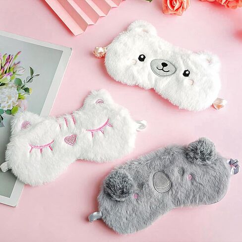 3 قطع قناع نوم للأطفال، مجموعة قناع عين قطيفة لطيف للفتيات، تصميم حيوان مضحك، غطاء عين للنوم، أقنعة نوم ناعمة قابلة للتعديل للنساء والأطفال والبالغين، لوازم حفلات السفر بيجامة in Kuwait