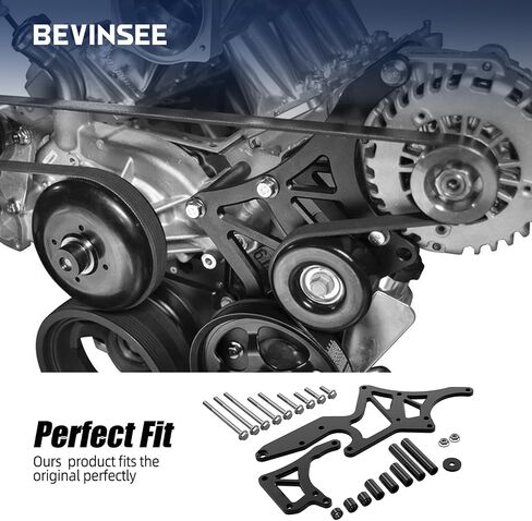 Bevinsee LS محرك اعوج قوس المولد مضخة التوجيه السلطة تحويل متوافق مع جنرال موتورز متوافق مع محركات شيفروليه LS1 LS2 LS3 LS6 LS7، 4.8/5.3/6.0/6.2L محركات الشاحنات وسيارات الدفع الرباعي in Kuwait