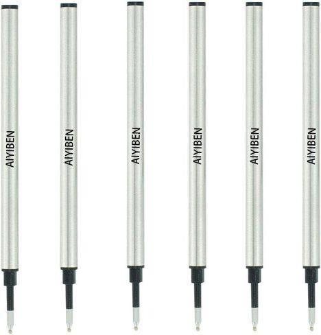 4.37 inch Rollerball Pen Refills, Roller Ball Fine Point 0.5mm, Black Ink Refill Pack of Replaceable Pen Refills Medium Point (6 Pack) in Saudi Arabia