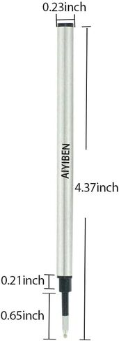 4.37 inch Rollerball Pen Refills, Roller Ball Fine Point 0.5mm, Black Ink Refill Pack of Replaceable Pen Refills Medium Point (6 Pack) in Saudi Arabia