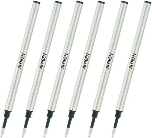 4.37 inch Rollerball Pen Refills, Roller Ball Fine Point 0.5mm, Black Ink Refill Pack of Replaceable Pen Refills Medium Point (6 Pack) in Saudi Arabia