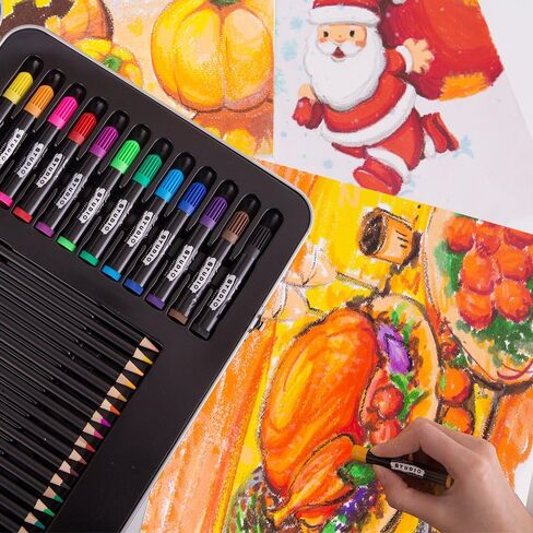 مجموعة فنية فاخرة مكونة من 90 قطعة من مونت مارت، لوازم فنية خشبية للرسم والرسم، مجموعة أدوات فنية أساسية في علبة ألومنيوم محمولة، تتضمن طلاء أكريليك، ألوان باستيل زيتية، أقلام ملونة، فرش فنية in Saudi Arabia