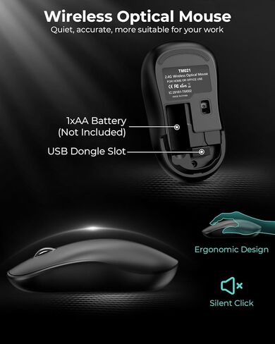 مجموعة لوحة مفاتيح وماوس لاسلكية من cimetech، لوحة مفاتيح كمبيوتر هادئة 2.4 جيجا مع حامل هاتف لوحي، ماوس بصري صامت، وظيفة توفير الطاقة التلقائية، للكمبيوتر المحمول Windows Mac in Kuwait