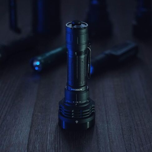 مصباح يدوي تكتيكي ACEBEAM Defender P18 مع مفتاح ذيل مزدوج، مصباح يدوي LED بقوة 5000 لومن عالي قابل لإعادة الشحن، مصباح يدوي بطول 688 ياردة مع مشبك عكسي، ستروب فوري للطوارئ والأمان in Kuwait