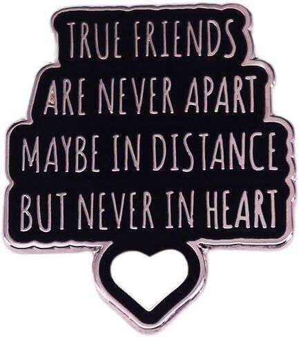 بروش شارة على شكل قلب الصداقة السوداء، الأصدقاء الحقيقيون لا يتباعدون أبدًا ربما على مسافة ولكن لا يوجد أبدًا في القلب دبابيس رائعة من الفولاذ المقاوم للصدأ على شكل طية صدر السترة للفتيات والأولاد مجوهرات هدية in Kuwait