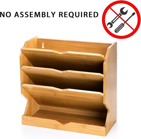 ZOOFOX Bamboo Wall File Holder, 4-Tier Vertical Hanging File Organizer with Bottom Flat Tray, Paper Document Magazine Rack for Office, School or Home in Saudi Arabia