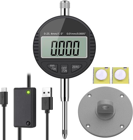 AUTOUTLET Digital Dial Indicator 0.01/0.0005'' Digital Indicator Probe Dial Test Gauge Range 0-25.4mm/1'' Dial Test Indicators Electronic Indicator Gauge Black in Saudi Arabia