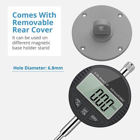AUTOUTLET Digital Dial Indicator 0.01/0.0005'' Digital Indicator Probe Dial Test Gauge Range 0-25.4mm/1'' Dial Test Indicators Electronic Indicator Gauge Black in Saudi Arabia