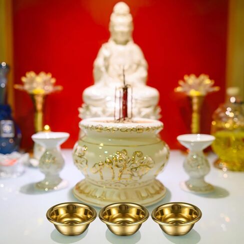 HOMSFOU 7 Pcs Copper Offering Bowl Holy Water Cups Buddha Worship Wine Sacrificial Tea Cups for Home Tibetan Buddhist Altar Supplies 7cm in Saudi Arabia