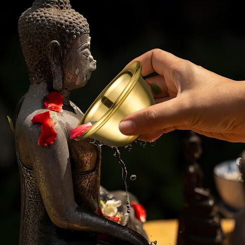 HOMSFOU 7 Pcs Copper Offering Bowl Holy Water Cups Buddha Worship Wine Sacrificial Tea Cups for Home Tibetan Buddhist Altar Supplies 7cm in Saudi Arabia