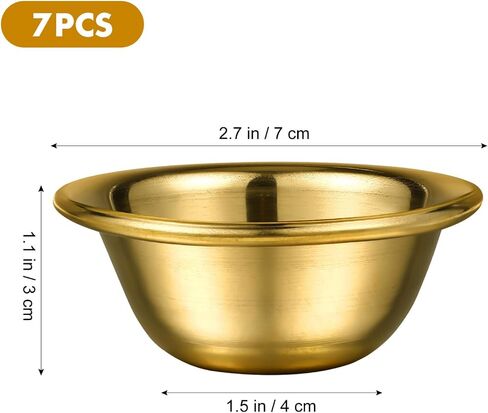HOMSFOU 7 Pcs Copper Offering Bowl Holy Water Cups Buddha Worship Wine Sacrificial Tea Cups for Home Tibetan Buddhist Altar Supplies 7cm in Saudi Arabia