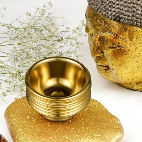 HOMSFOU 7 Pcs Copper Offering Bowl Holy Water Cups Buddha Worship Wine Sacrificial Tea Cups for Home Tibetan Buddhist Altar Supplies 7cm in Saudi Arabia