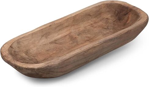 Decorative Wooden Dough Bowls Decor Vintage Long Natural Root Hand Carved Bowl Wooden Tray, Rustic Centerpiece Dining Room Table Centerpiece Potpourri Decor Display Bowl 16.5" L x 6" Wx2.8 H in Kuwait