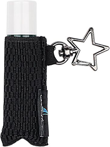 Lip Balm Holder - Lipstick Holder Keychain Chapstick insulated Sleeve Holder - Tight-Knit Elastic Pouch Holster Stretchable Clip On Travel Bag Accessories (3BlackStar) in Saudi Arabia