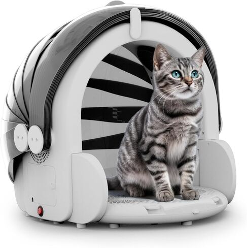 صندوق مجفف تلقائي للحيوانات الأليفة من iPettie، صندوق مجفف للقطط مع ثمانية مراوح عالية السرعة، تدفق هواء 360 درجة، التحكم في درجة الحرارة، إعدادات 4 سرعات ومؤقت، آلة صندوق تجفيف الحيوانات الأليفة فائقة الهدوء للكلاب الصغيرة، 60 لتر in Kuwait