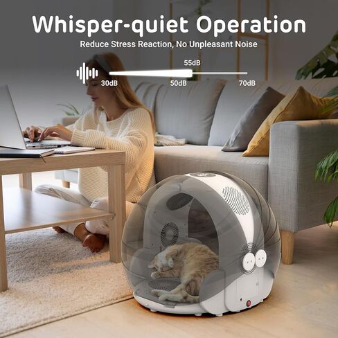 صندوق مجفف تلقائي للحيوانات الأليفة من iPettie، صندوق مجفف للقطط مع ثمانية مراوح عالية السرعة، تدفق هواء 360 درجة، التحكم في درجة الحرارة، إعدادات 4 سرعات ومؤقت، آلة صندوق تجفيف الحيوانات الأليفة فائقة الهدوء للكلاب الصغيرة، 60 لتر in Kuwait