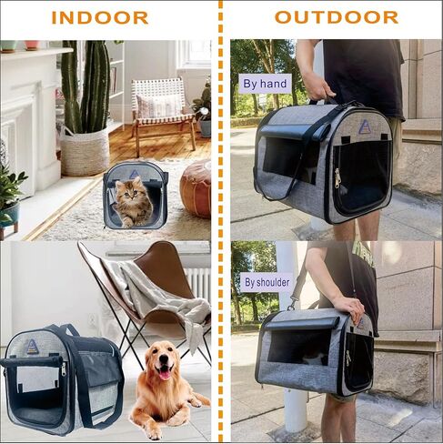 Pet Carrier, Dog Carrier, Cat Carrier for Small Medium Pet, Puppy Carrier Bag for Pets Up to 16 Lbs, Travel Kitty Carrier Soft with Sturdy,Soft Sided,Foldable,Well-Ventilated,Cozy, Collapsible in Saudi Arabia