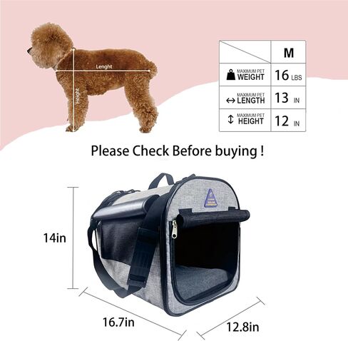 حامل الحيوانات الأليفة، حامل الكلاب، حامل القطط للحيوانات الأليفة الصغيرة والمتوسطة، حقيبة حمل الجراء للحيوانات الأليفة التي يصل وزنها إلى 16 رطلاً، حامل كيتي للسفر ناعم مع جوانب متينة وناعمة وقابلة للطي وجيدة التهوية ومريحة وقابلة للطي in Kuwait
