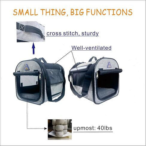 حامل الحيوانات الأليفة، حامل الكلاب، حامل القطط للحيوانات الأليفة الصغيرة والمتوسطة، حقيبة حمل الجراء للحيوانات الأليفة التي يصل وزنها إلى 16 رطلاً، حامل كيتي للسفر ناعم مع جوانب متينة وناعمة وقابلة للطي وجيدة التهوية ومريحة وقابلة للطي in Kuwait