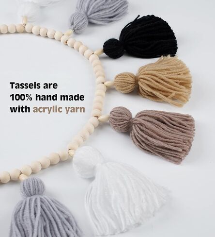 Tassel Garland, Boho Garland Decor with Wood Bead, Decorative Macrame Banner Wall Hanging for Girls Room Nursery Baby Shower Classroom (Earth Tone) in Saudi Arabia