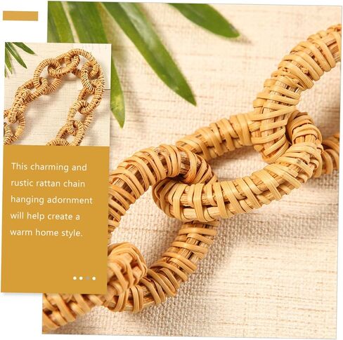NOLITOY Rattan Chain Wood Link Chain Table Decor Link Ornament Handbag Rattan Woven Chain Wood Chain Link Decor Light House Decorations for Home Rattan Woven Link Chain Decor Rural Pendant in Saudi Arabia