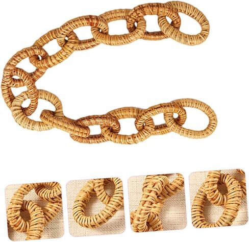 NOLITOY Rattan Chain Wood Link Chain Table Decor Link Ornament Handbag Rattan Woven Chain Wood Chain Link Decor Light House Decorations for Home Rattan Woven Link Chain Decor Rural Pendant in Saudi Arabia