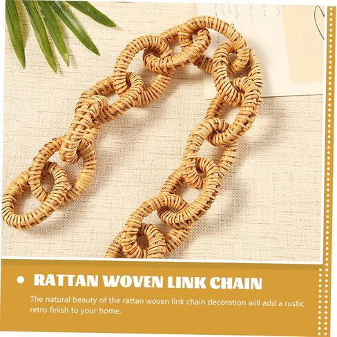 NOLITOY Rattan Chain Wood Link Chain Table Decor Link Ornament Handbag Rattan Woven Chain Wood Chain Link Decor Light House Decorations for Home Rattan Woven Link Chain Decor Rural Pendant in Saudi Arabia