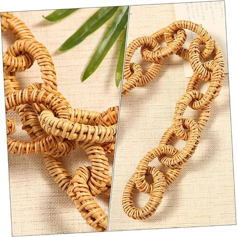 NOLITOY Rattan Chain Wood Link Chain Table Decor Link Ornament Handbag Rattan Woven Chain Wood Chain Link Decor Light House Decorations for Home Rattan Woven Link Chain Decor Rural Pendant in Saudi Arabia