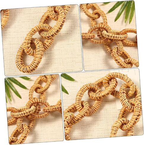 NOLITOY Rattan Chain Wood Link Chain Table Decor Link Ornament Handbag Rattan Woven Chain Wood Chain Link Decor Light House Decorations for Home Rattan Woven Link Chain Decor Rural Pendant in Saudi Arabia