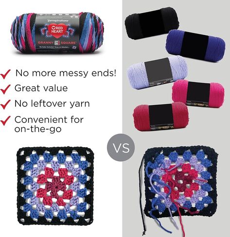 Red Heart All in One Granny Square Soft White - Amethyst Yarn - 3 Pack of 250g/8.8oz - 100% Acrylic - #4 Worsted (Medium) - 381m/417Yards - for Knitting, Crochet and Amigurumi in Saudi Arabia