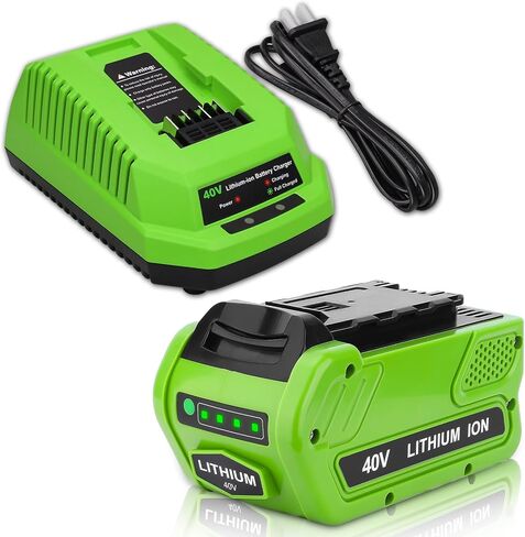 بطارية ليثيوم أيون 40 فولت 6.0 أمبير في الساعة 29462 29472 بديلة وشاحن 29482 متوافق مع بطارية Greenworks 40 فولت 29462 29472 أدوات كهربائية G-MAX 29252 20202 22262 25312 25322 20642 22272 27062 in Kuwait