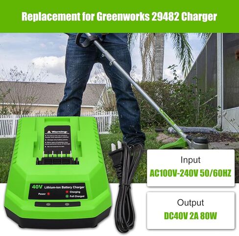 بطارية ليثيوم أيون 40 فولت 6.0 أمبير في الساعة 29462 29472 بديلة وشاحن 29482 متوافق مع بطارية Greenworks 40 فولت 29462 29472 أدوات كهربائية G-MAX 29252 20202 22262 25312 25322 20642 22272 27062 in Kuwait