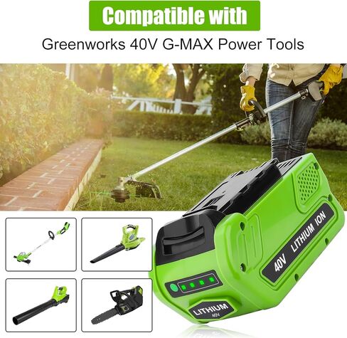 بطارية ليثيوم أيون 40 فولت 6.0 أمبير في الساعة 29462 29472 بديلة وشاحن 29482 متوافق مع بطارية Greenworks 40 فولت 29462 29472 أدوات كهربائية G-MAX 29252 20202 22262 25312 25322 20642 22272 27062 in Kuwait