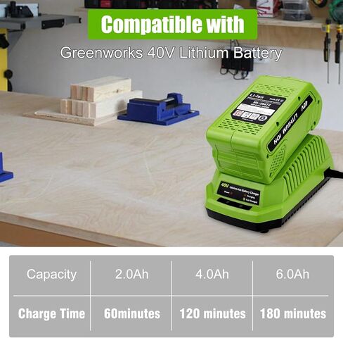 بطارية ليثيوم أيون 40 فولت 6.0 أمبير في الساعة 29462 29472 بديلة وشاحن 29482 متوافق مع بطارية Greenworks 40 فولت 29462 29472 أدوات كهربائية G-MAX 29252 20202 22262 25312 25322 20642 22272 27062 in Kuwait