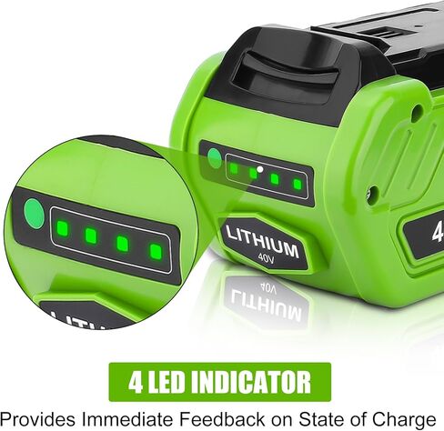 بطارية ليثيوم أيون 40 فولت 6.0 أمبير في الساعة 29462 29472 بديلة وشاحن 29482 متوافق مع بطارية Greenworks 40 فولت 29462 29472 أدوات كهربائية G-MAX 29252 20202 22262 25312 25322 20642 22272 27062 in Kuwait