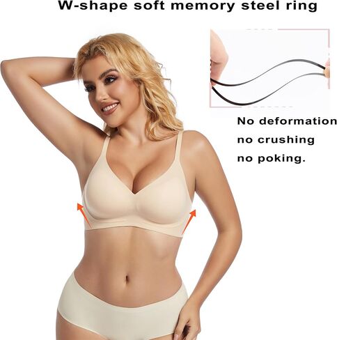 PRETTYWELL Comfort Push up Bras for Women Soft Underwire V Neck Bra Breathable Padded T Shirt Bralettes Seamless Everyday Bra in Saudi Arabia