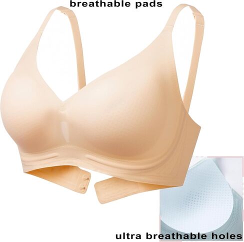 PRETTYWELL Comfort Push up Bras for Women Soft Underwire V Neck Bra Breathable Padded T Shirt Bralettes Seamless Everyday Bra in Saudi Arabia