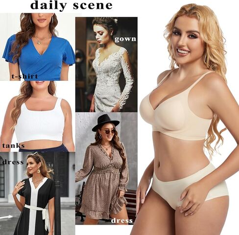 PRETTYWELL Comfort Push up Bras for Women Soft Underwire V Neck Bra Breathable Padded T Shirt Bralettes Seamless Everyday Bra in Saudi Arabia