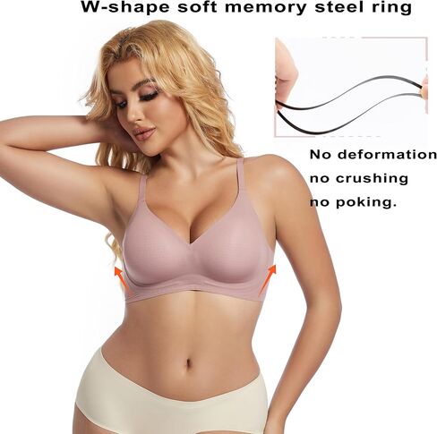 PRETTYWELL حمالات صدر مريحة رافعة للصدر للنساء حمالة صدر ناعمة بفتحة رقبة على شكل V مبطنة تسمح بالتهوية تي شيرت براليت حمالة صدر يومية سلسة in Kuwait