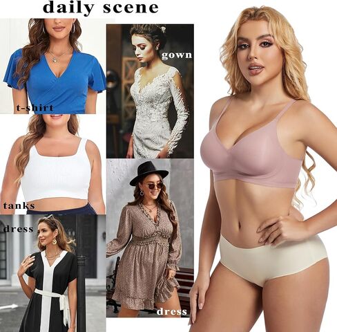 PRETTYWELL حمالات صدر مريحة رافعة للصدر للنساء حمالة صدر ناعمة بفتحة رقبة على شكل V مبطنة تسمح بالتهوية تي شيرت براليت حمالة صدر يومية سلسة in Kuwait